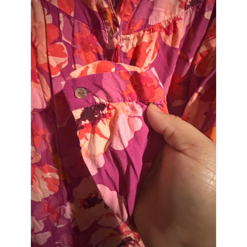 DR2 by Daniel Rainn Womens XL Pink Orange Floral Long Sleeve Blouse ZDR14064RY7 - Picture 4 of 7